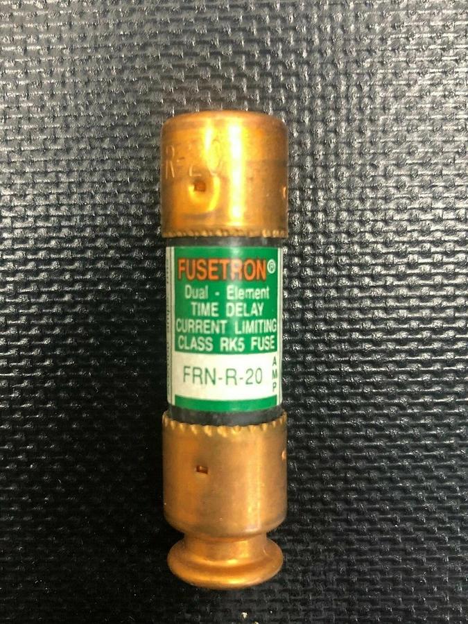 Used Bussman Fusetron FRN-R-20 Fuse, Dual Element Time Delay, Class RK5 (LOT of 8)