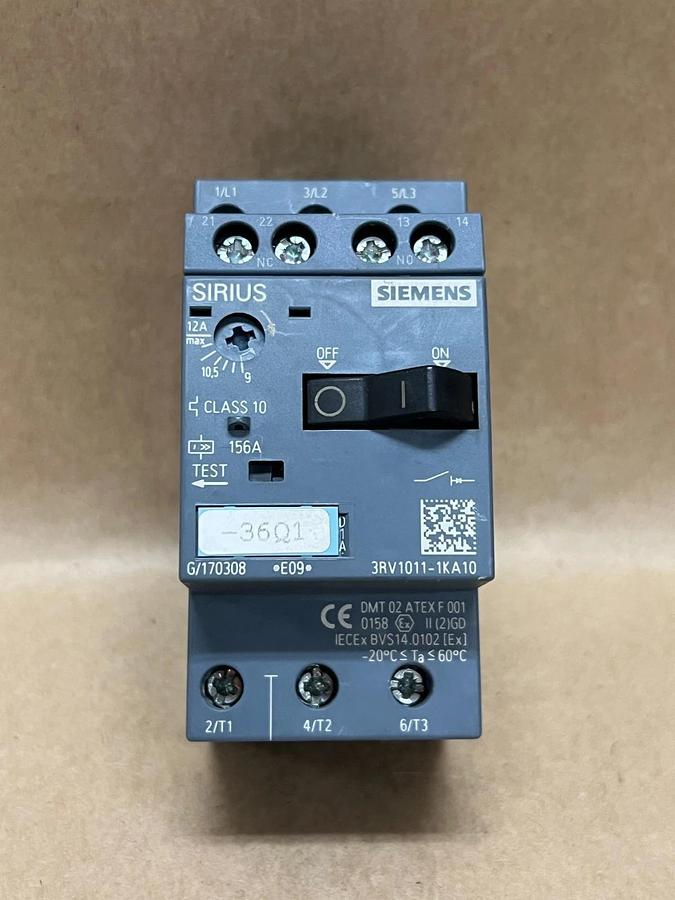 Used Siemens 3RV1011-1KA10 (36Q1) SIRIUS Class 10 Circuit Breaker
