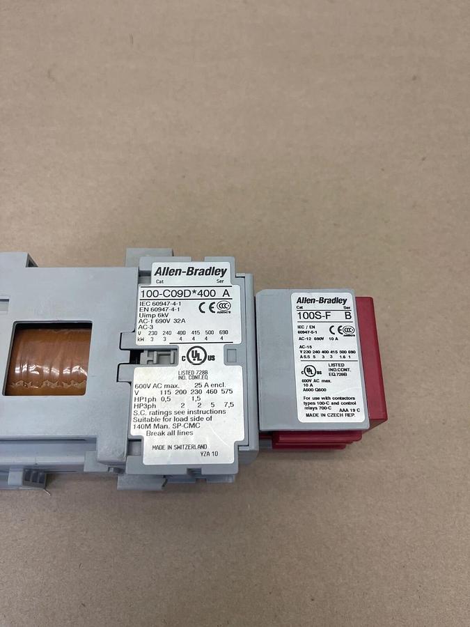 Used Allen-Bradley 100S-C09DJ404C Complete Device Safety Relay, Ser A, 24VDC, 24A