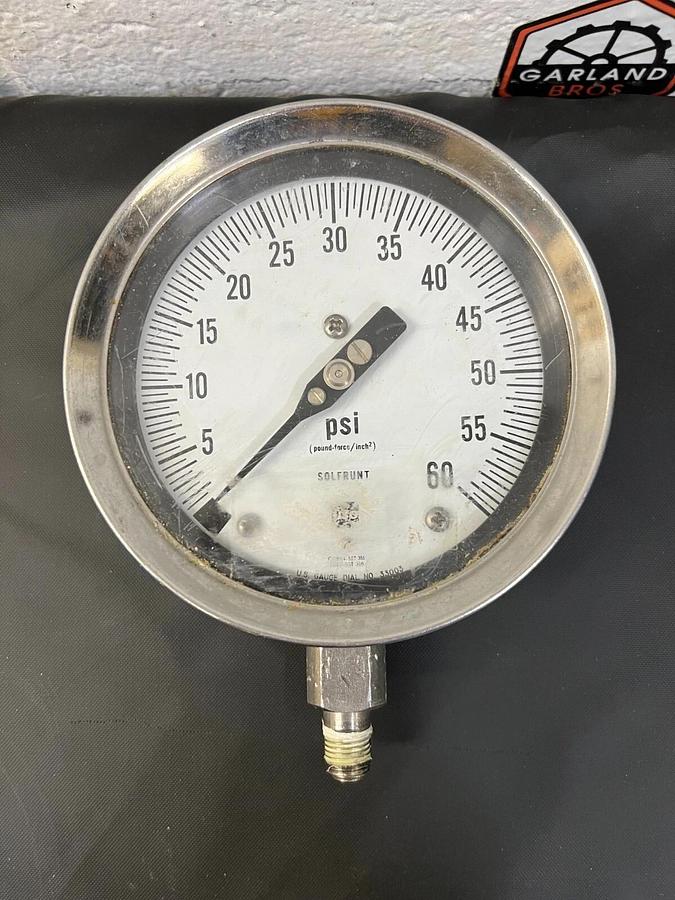 Used Solfrunt SST 316 Pressure Gauge PSI 60 dial # 33003