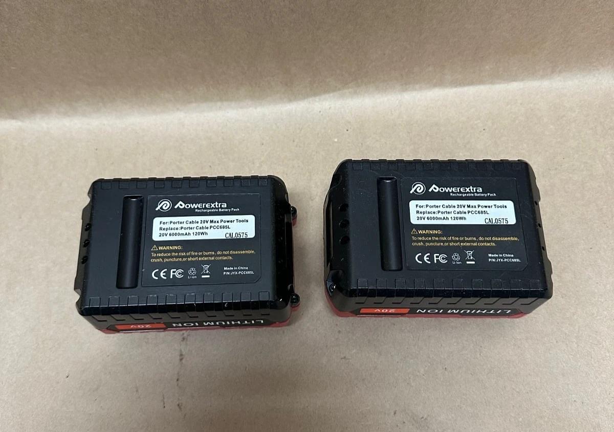 Used Powerextra 2 Pack 20V 6Ah Battery for Porter Cable PCC685L