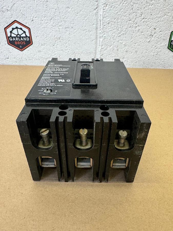 Used Westinghouse MCP0322RC Circuit Protector, 3 Amp, 3 Pole, 600 VAC