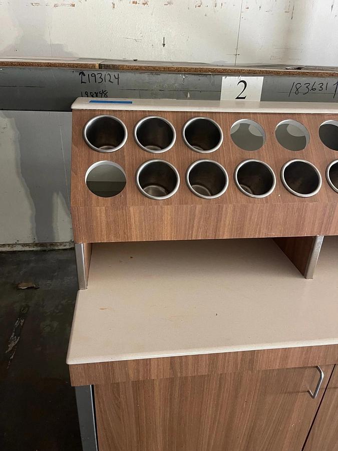 Used Custom Rolling Condiment Holder/Cabinet