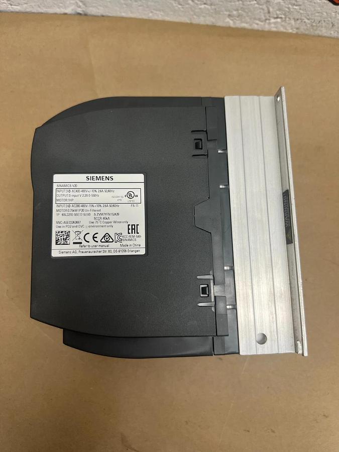 Used Siemens 6SL3210-5BE17-5UV0 1 Hp Sinamics V20 Inverter Drive
