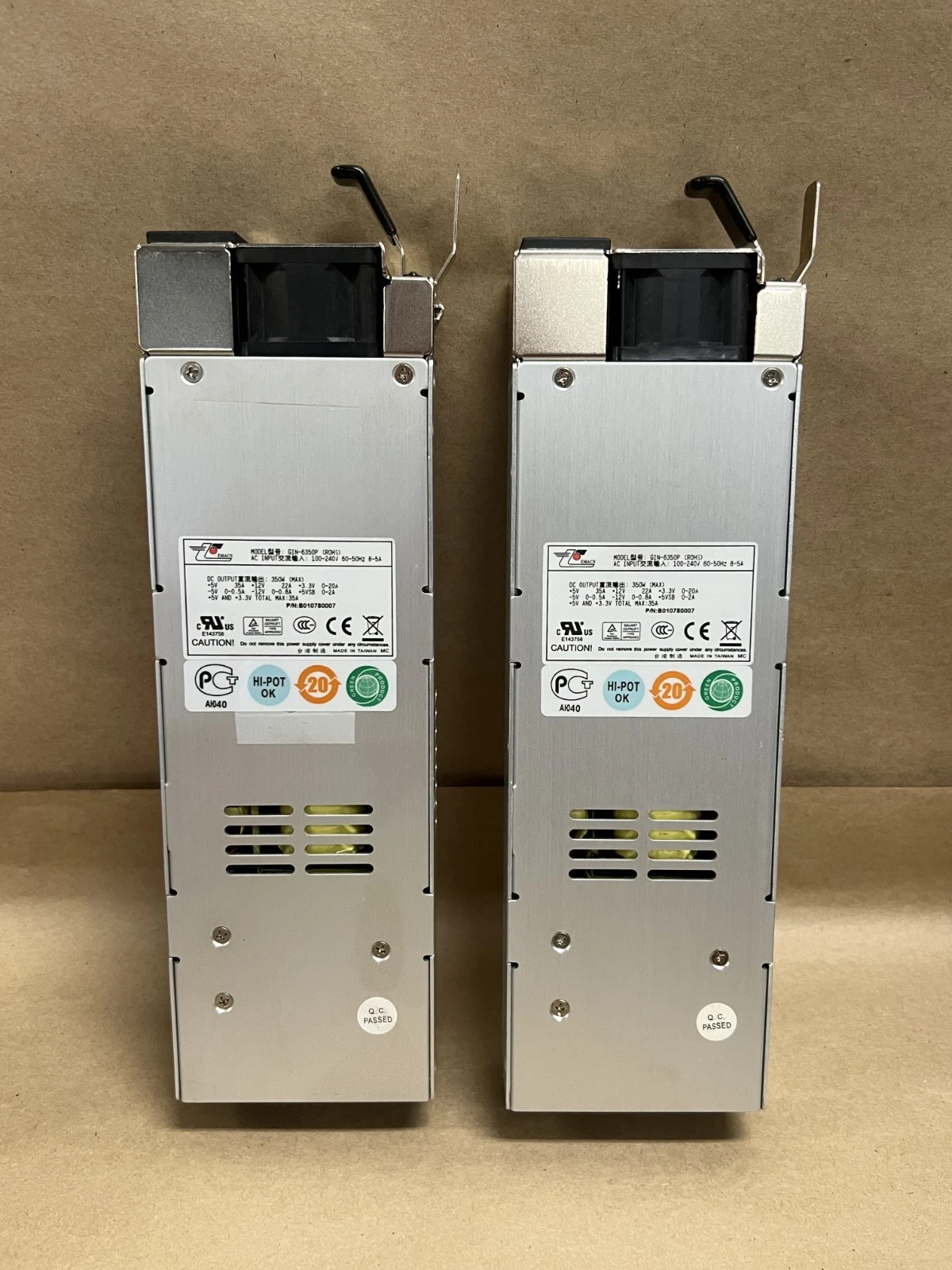Used Emacs GIN-6350P 350W Hot Plug Power Supply - Lot of 2