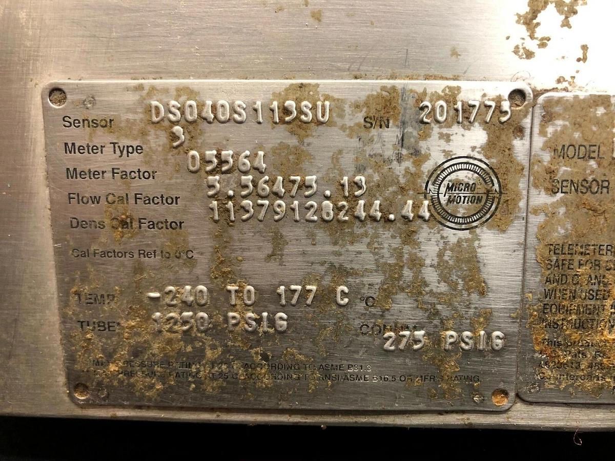 Used Micro Motion DS040S113SU Mass Flow Sensor, 1/2” Flanged Fittings