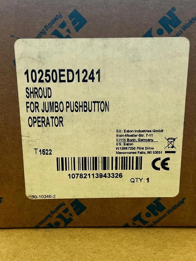 Used EATON 10250ED1241 Pushbutton Half Shroud Yellow Pushbutton Guard Jumbo *NEW*