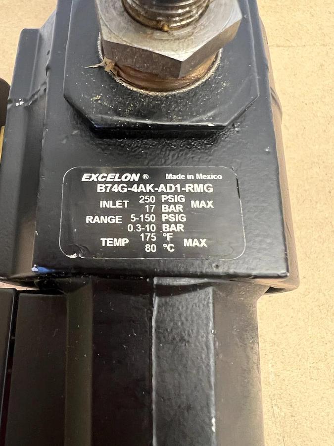 Used Norgren Excelon B74G-4AK-AD1-RMG Pneumatic Filter/Regulator w/ Juniper Pneumatic