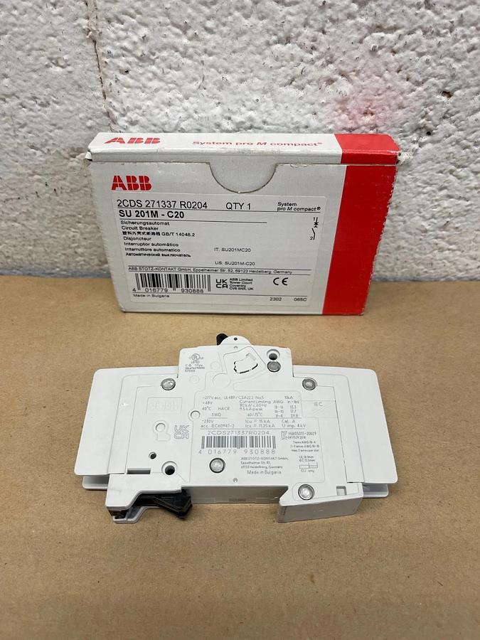 ABB 2CDS 271337 R0204 Circuit Breaker, 1 Pole, 20 Amp, SU 201M-C20 *NEW*