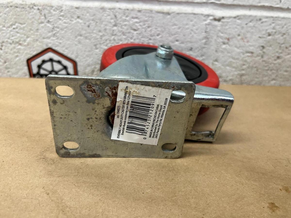 Used Everbilt SKU 194925 Heavy Duty Casters, Brake, Bolt Hole Center-Center 3”x1-3/4"
