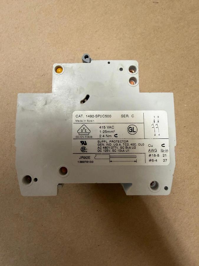 Used Allen Bradley 1492-SP2C500 C50 2 Pole Circuit Breaker