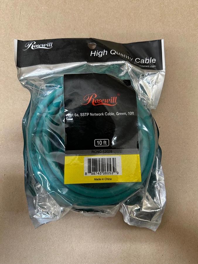 Used Rosewill RCNC-12028 Cat 6a, SSTP Network Cable, Green, 10ft *NEW*