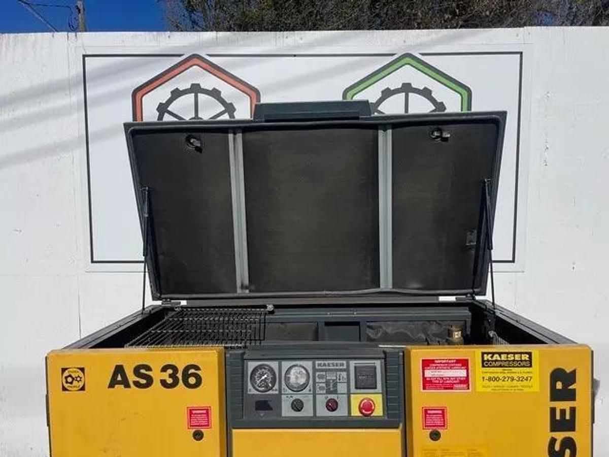 Used Kaeser AS 36 Rotary Screw Air Compressor, 30 HP, 110 PSIG, 135 RPM, MFG 1996