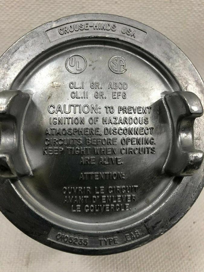 Used Crouse-Hinds 0105235 Explosion Proof Outlet Box 1" Threading on Each End
