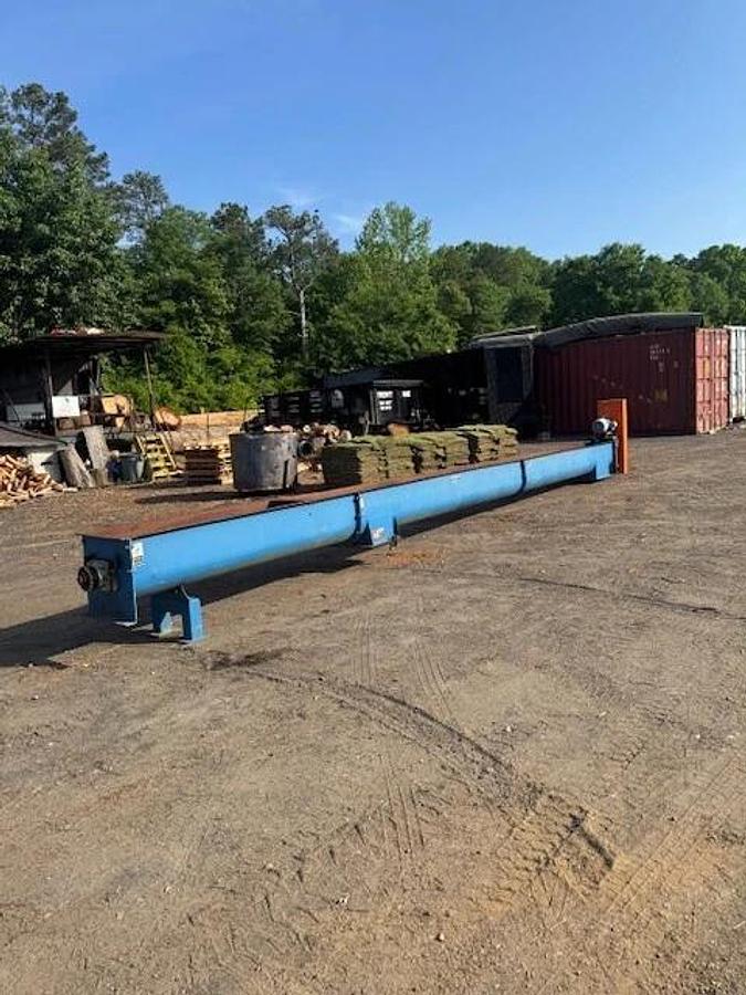 Used 32' Industrial Screw Conveyor, 16” Screw, 17” Trough, 10Hp Motor 24.94:1 Gearbox