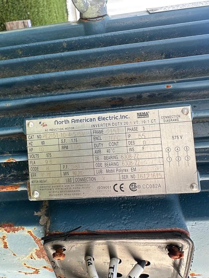 Used Hartzell Fan 46-28DK3, Axial Inline Blower, 10Hp Motor @ 1770RPM, 575V