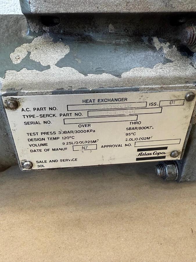 Used Atlas Copco 12U2985288 Heat Exchanger, 30BAR, 45317-5501