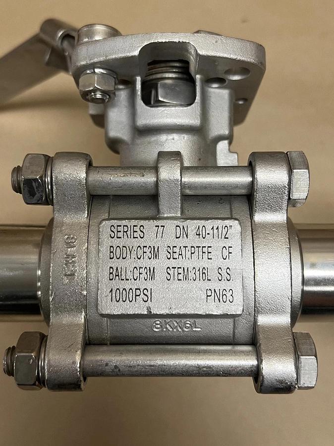 Used Gemü Series 77 Sanitary SS Diaphragm Valve Tri-Clamp Pipe Assembly