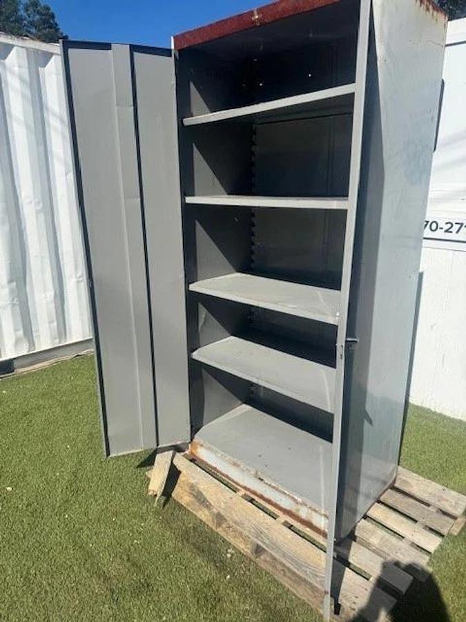 Used Industrial Storage Cabinet 2-Door, 4-Shelf Cabinet W:36” D:20” H:72” w/Mirror
