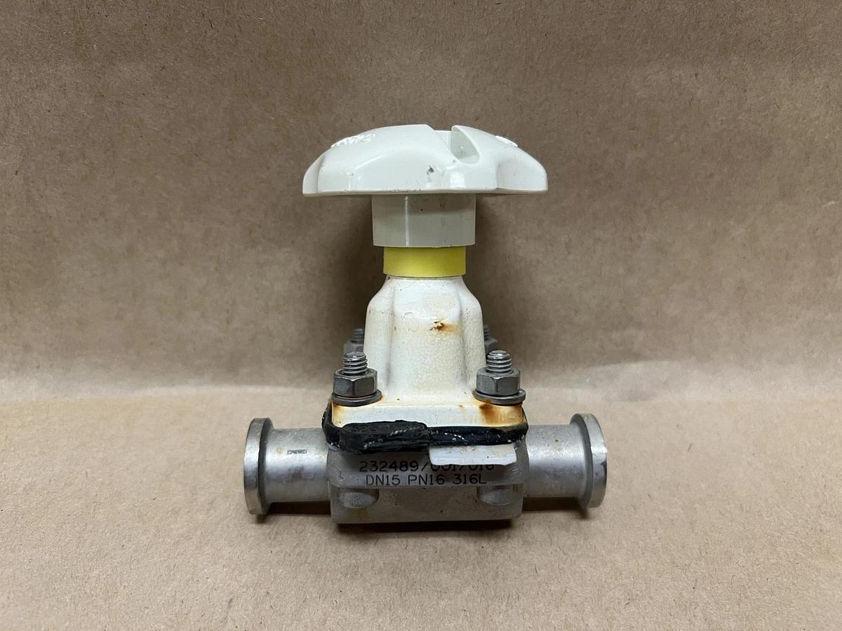 Used Saunders/Crane 232489/001/016 316L, 1/2" Sanitary Diaphragm Valve
