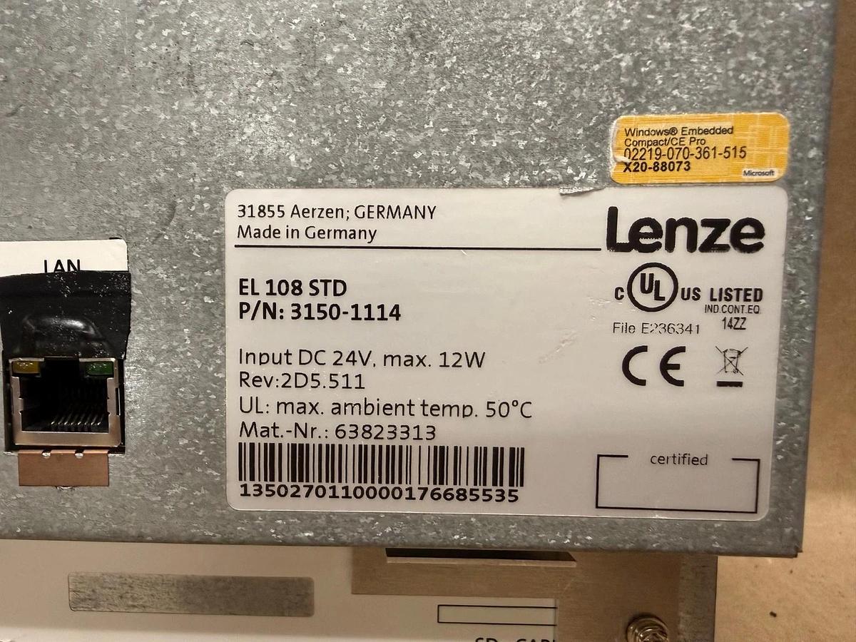 Used Lenze EL 108 STD Touchscreen Control Panel