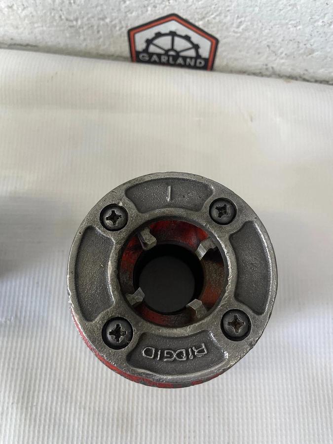 Used Ridgid Exposed Rachet Threader Set 17 Pieces, Ratchet Threader & Strap Wrench