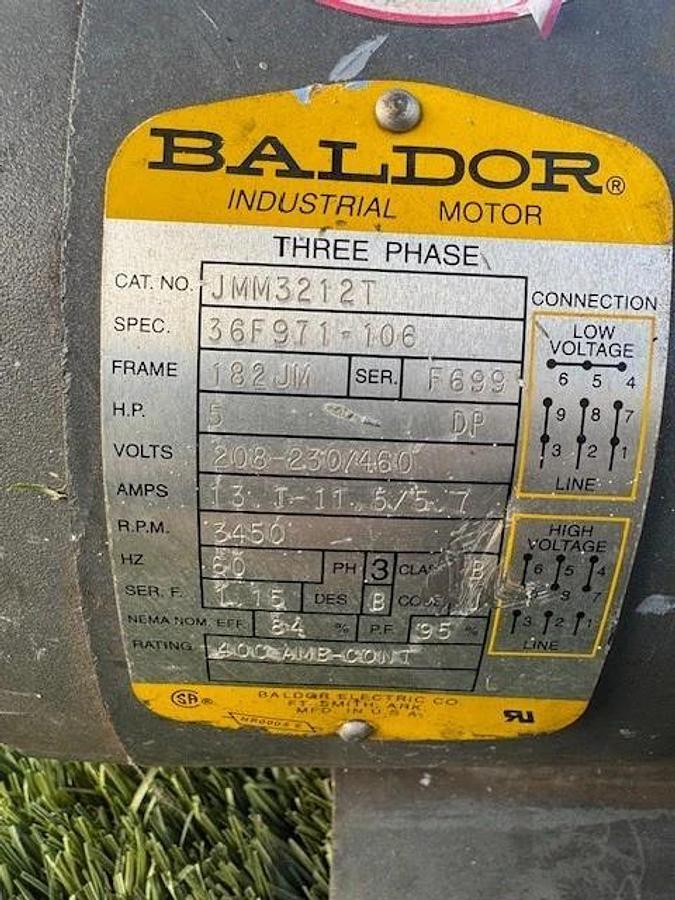 Used Goulds 3656 (Size 1 1/2x2-6) 3BF1J2A0, Baldor JMM3212T, 5 Hp Motor @ 3450RPM