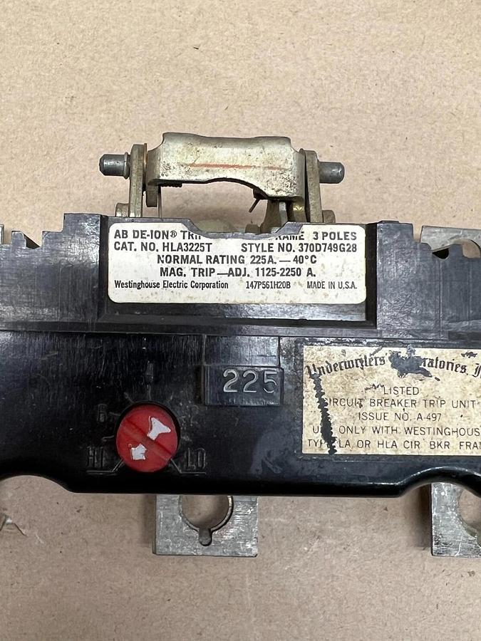Used Westinghouse HLA3225T AB DE-ION 3 Pole Circuit Breaker Trip Unit