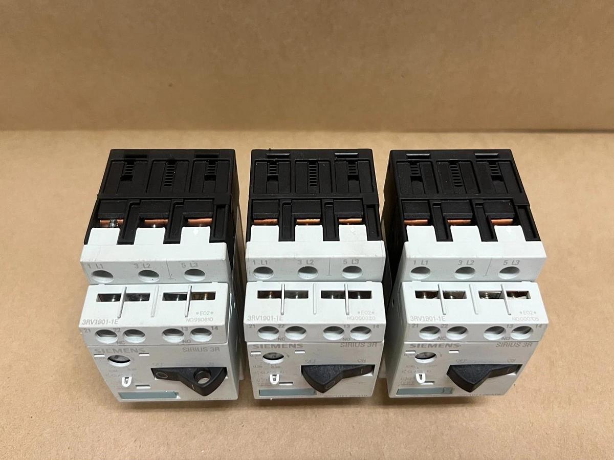 Used Siemens 3RV1011-0EA10 Sirius 3R, Class 10 Circuit Breaker - Lot of 3