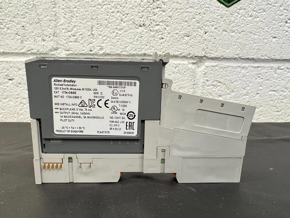 Used Allen Bradley 1734-OB8E Series C Output Module w/ 1734-MB and 1734-RTB