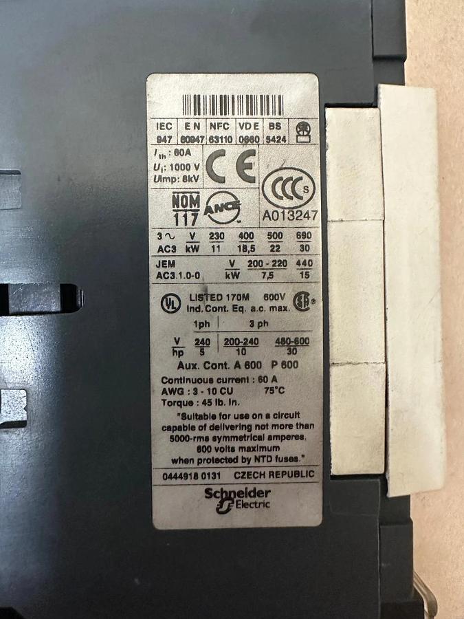 Used Telemecanique LC1D40 Contactor