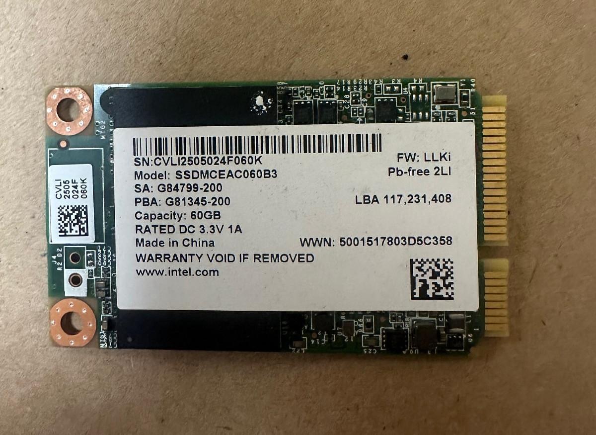 Used Intel SSDMCEAC060B3 mSATA 3 MLC