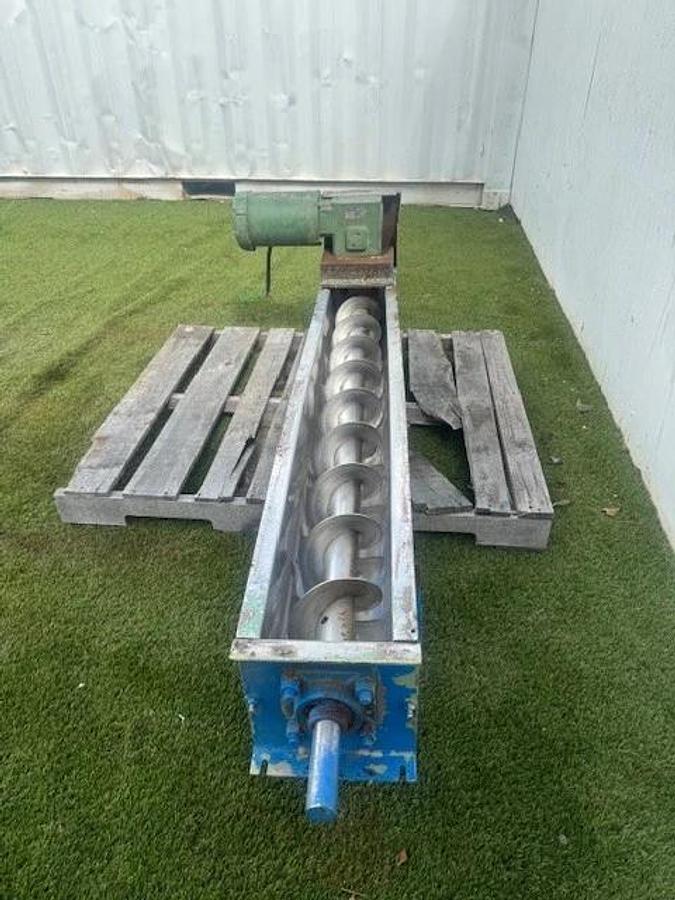 Used Painted Stainless Steel Auger 60” L, 6” Flights, 7” Trough, 6" Stick *TESTED*
