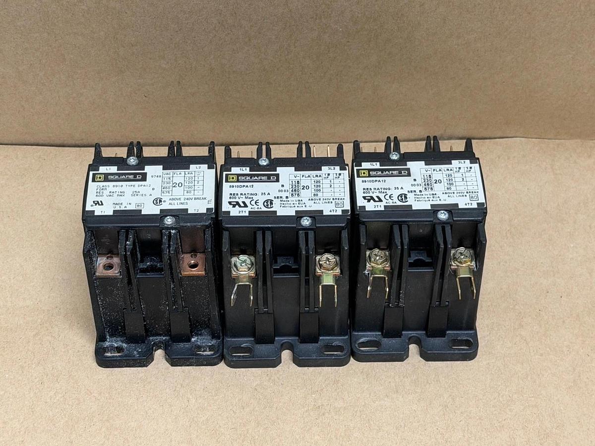 Used Square D 8910DPA12 Contactor - Lot of 3