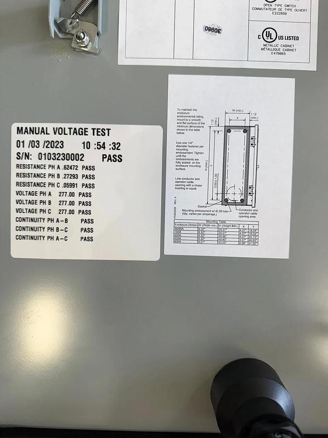 Used Eaton DEM364FDJB-00VT Heavy Duty Safety Switch, 3-Pole, 200A, 600V Fusible *NEW*