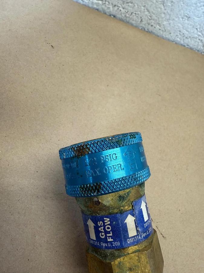 Used Dormont Blue Hose Gas Connector 3/4” Setup w Swivel, Valve, Snapfast SNC B533-2