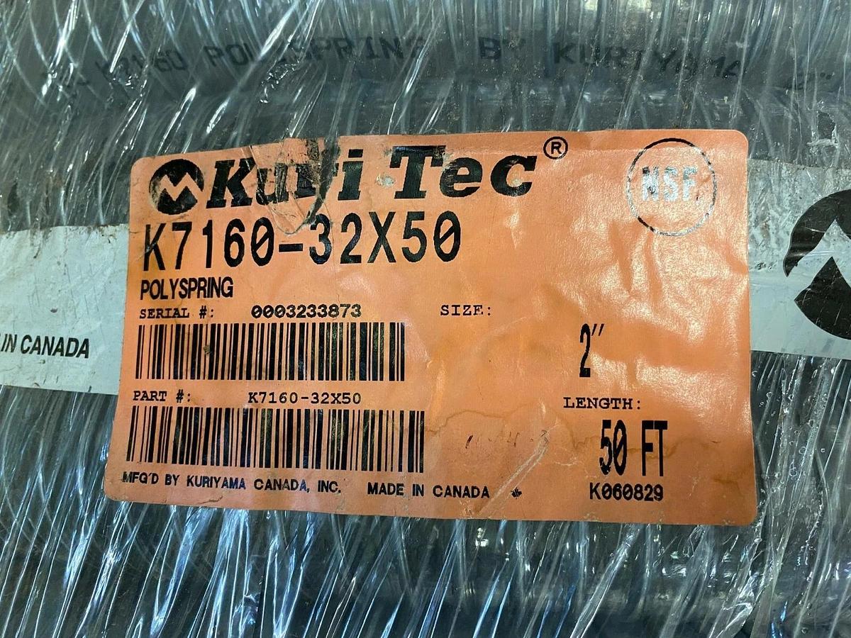 Used Kurl Tec K7160-32x50 PolySpring Vacuum/Transfer Hose - 50’ Length, 2” Diameter