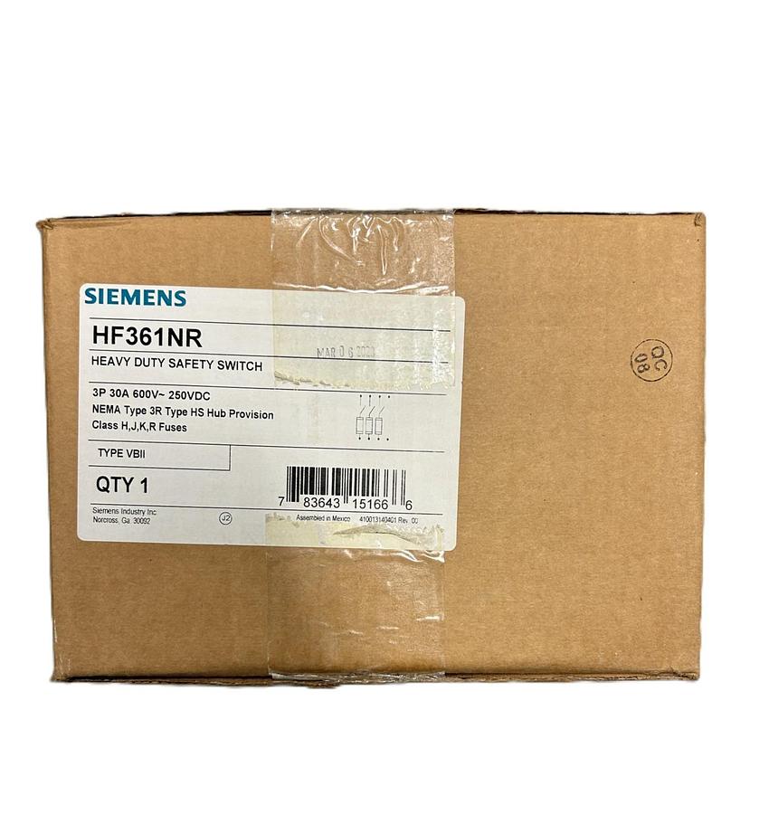 Used Siemens F351 Heavy Duty Enclosed Switch, Series A, 30 A, 600 VAC, 3-Ph