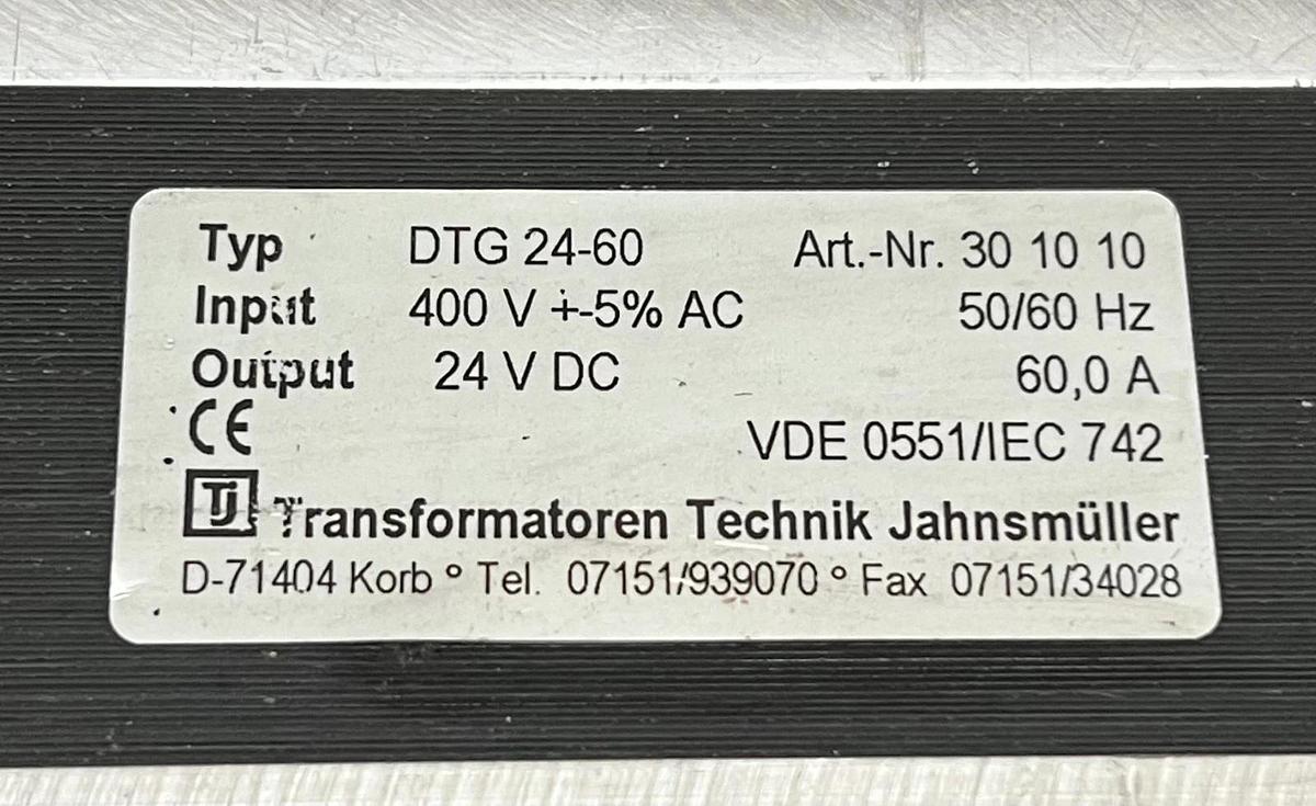 Used Technik Jahnsmüller DTG 24-60 400V, 50/60Hz Transformer Art.-Nr. 30-10-10