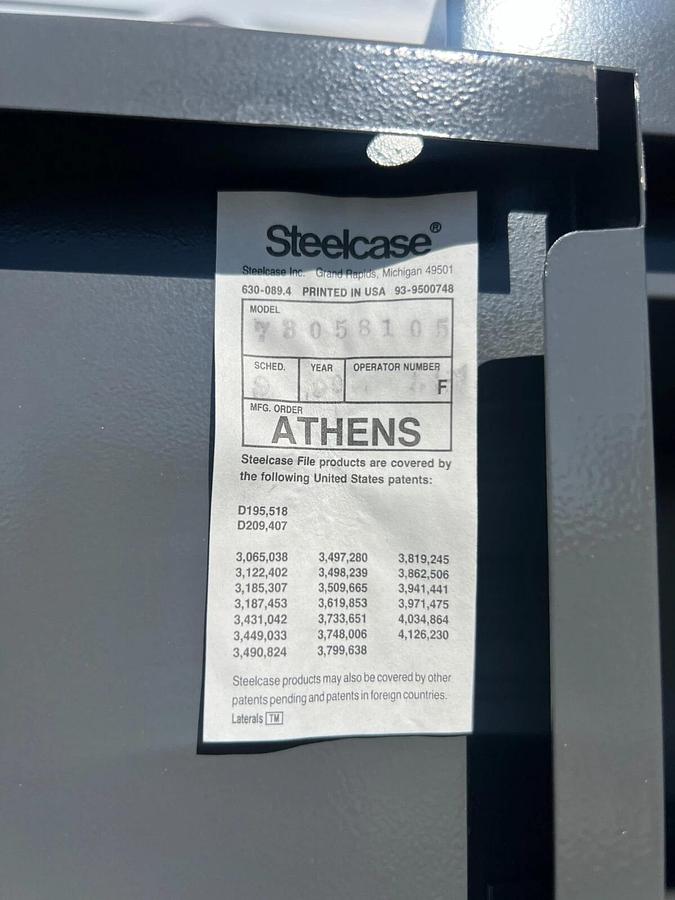 Used Steelcase 2 Door Storage Cabinet, W:36” D:24” H:63.75” - no key