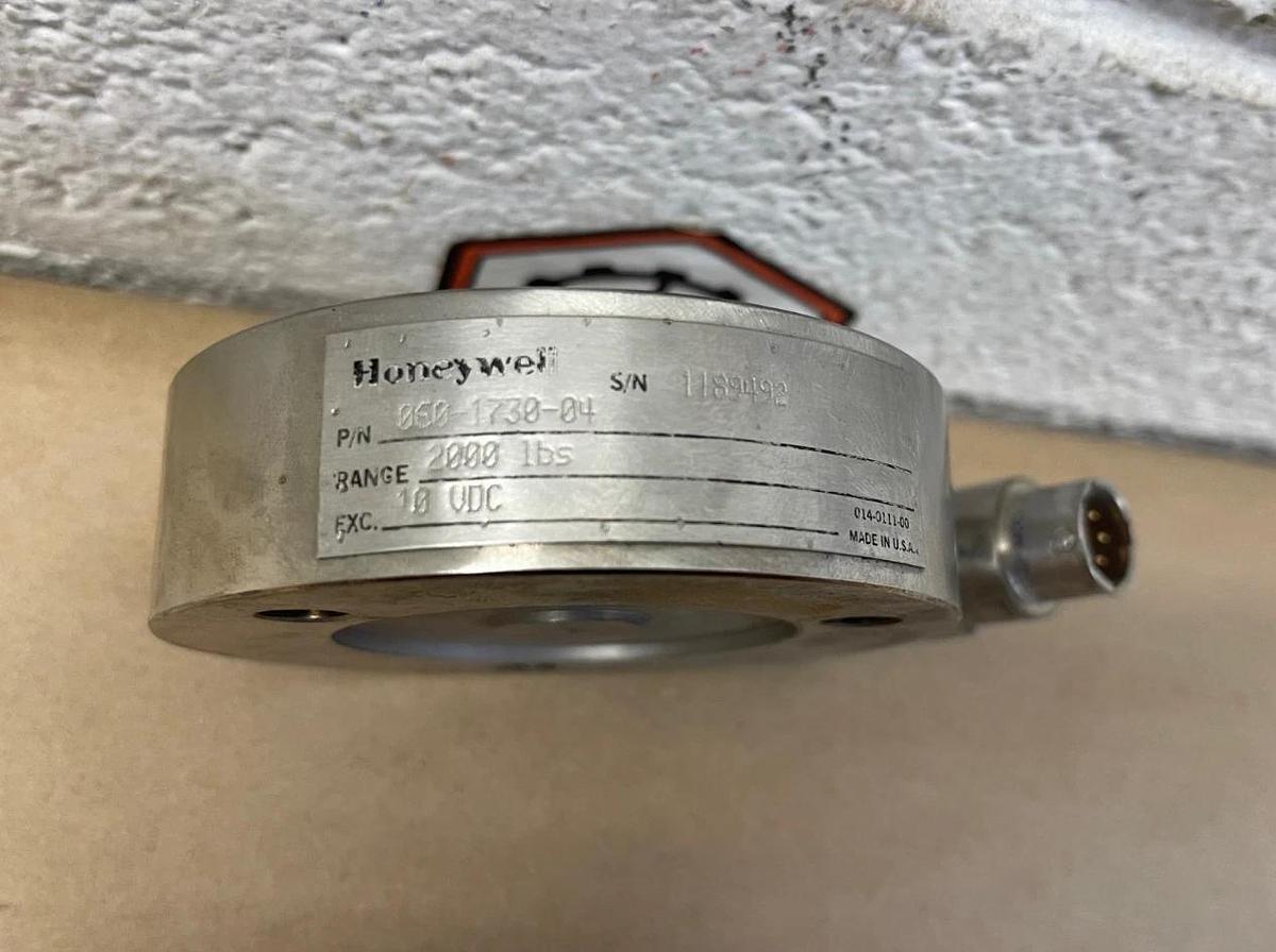 Used Honeywell 060-1730-04 Force Sensor & Load Cell, Range 2000 lbs, Exc 10VDC