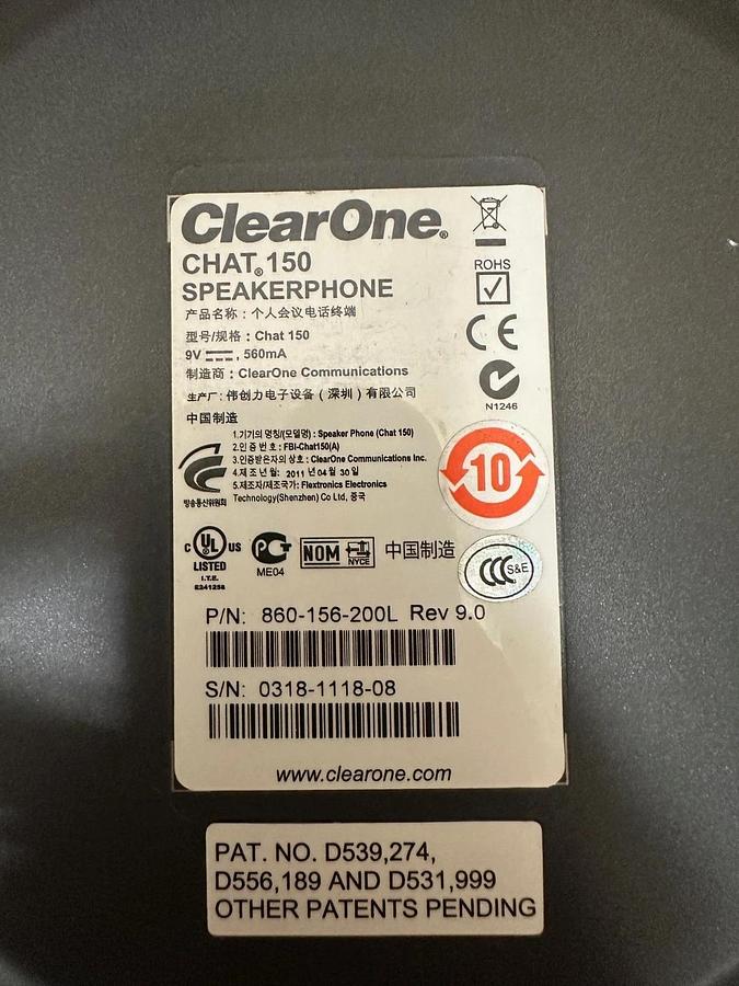 Used ClearOne 860-156-200L Chat 150 Speakerphone *NEW*