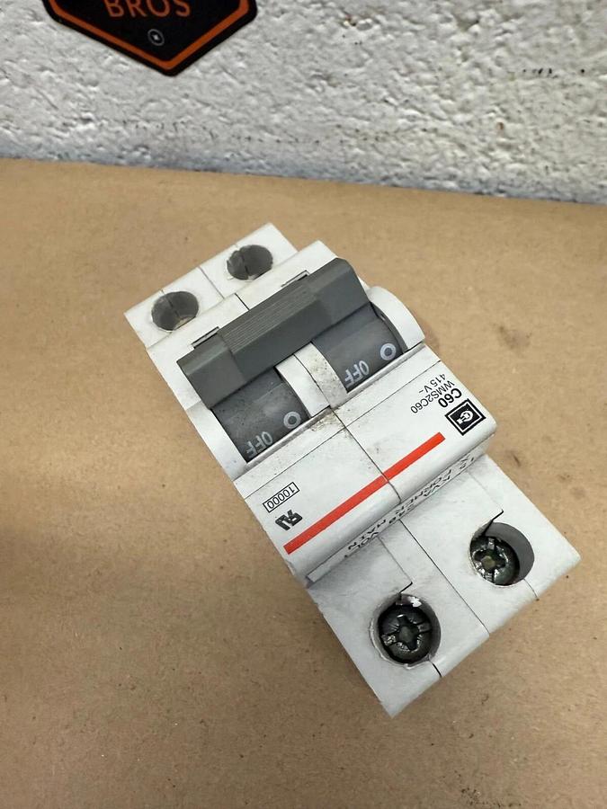 Used Cutler-Hammer WMS2C60 Miniature Circuit Breaker, 2-Pole, 60A, 415V