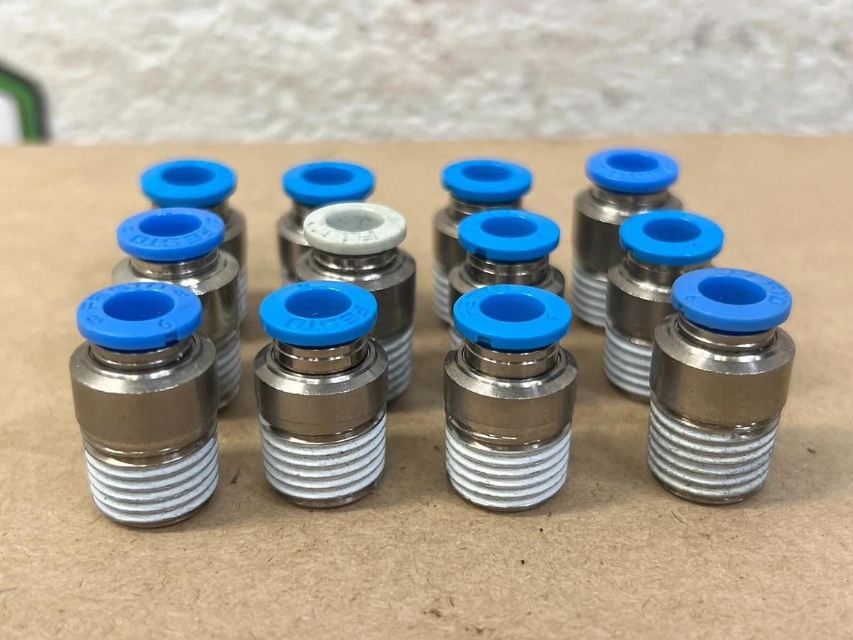 Used Festo Push to Connect Fitting (12 pc.) Male 9/16” NPT - Lot of 12