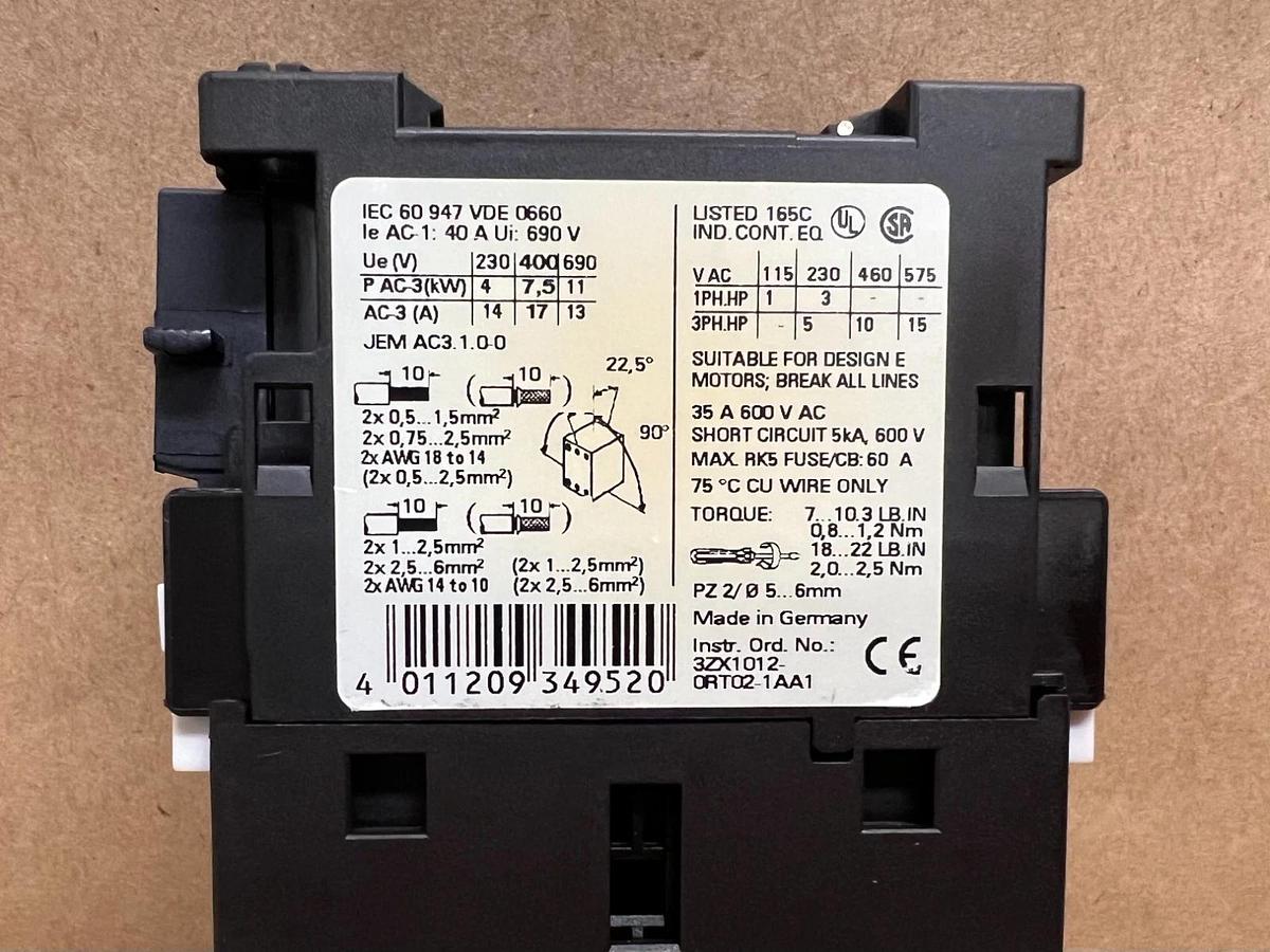 Used Siemens 3RT1025-1A SIRIUS 3R Contactor w/ 22E