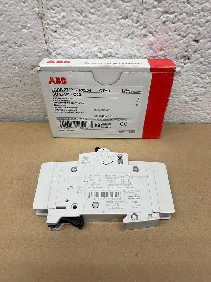 Used ABB 2CDS 271337 R0204 Circuit Breaker, 1 Pole, 20 Amp, SU 201M-C20 *NEW*