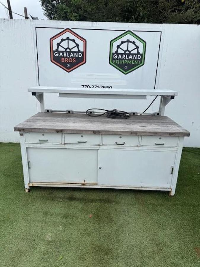 Used Dimmetal 80” x 36” Industrial Shop Table, 4 Drawers (16” x 20”) & Storage Area