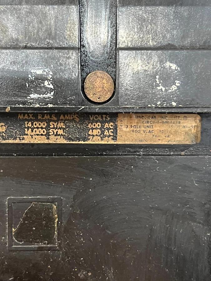 Used Square D KL-592 3 Pole Circuit Breaker 600 VAC