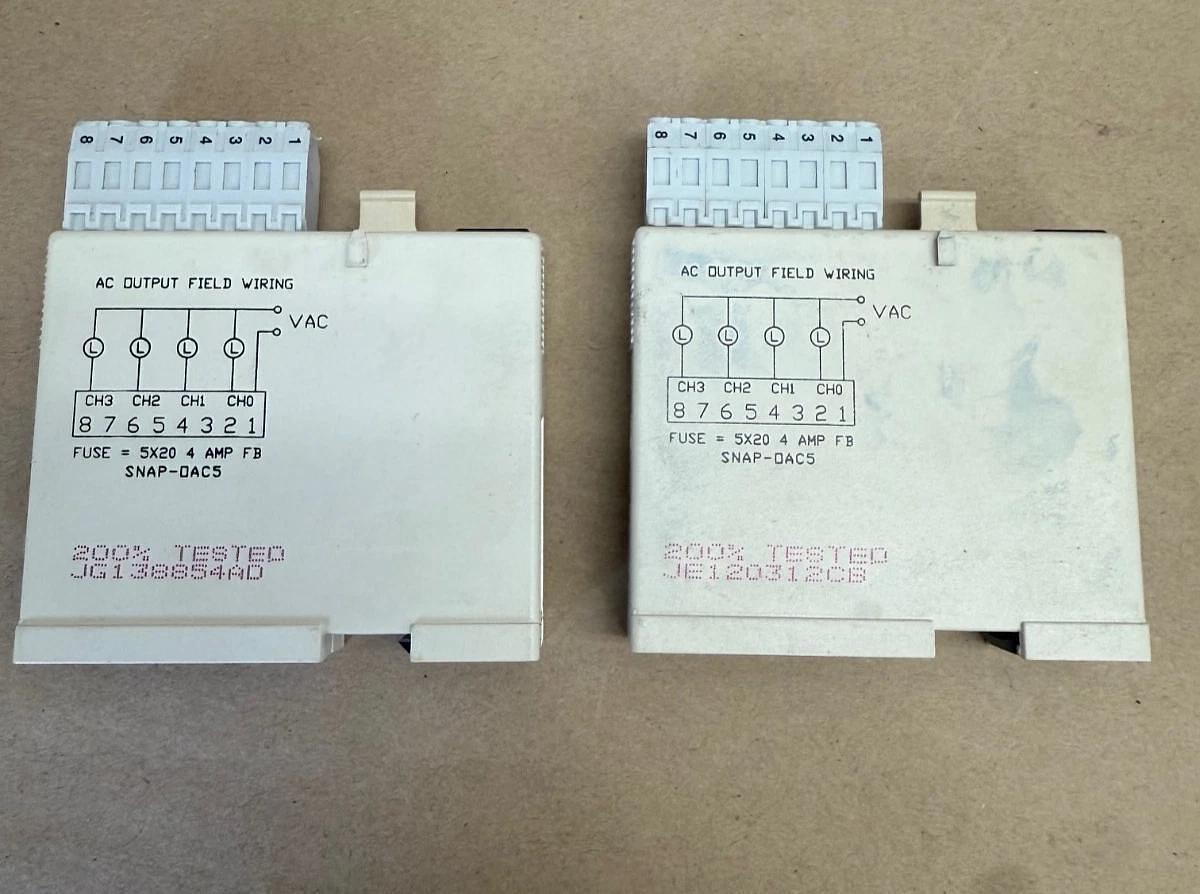 Used Opto22 SNAP-OAC5, 4 Channel AC Output, SNAP I/O, 3/4A per Channel - Lot of 2