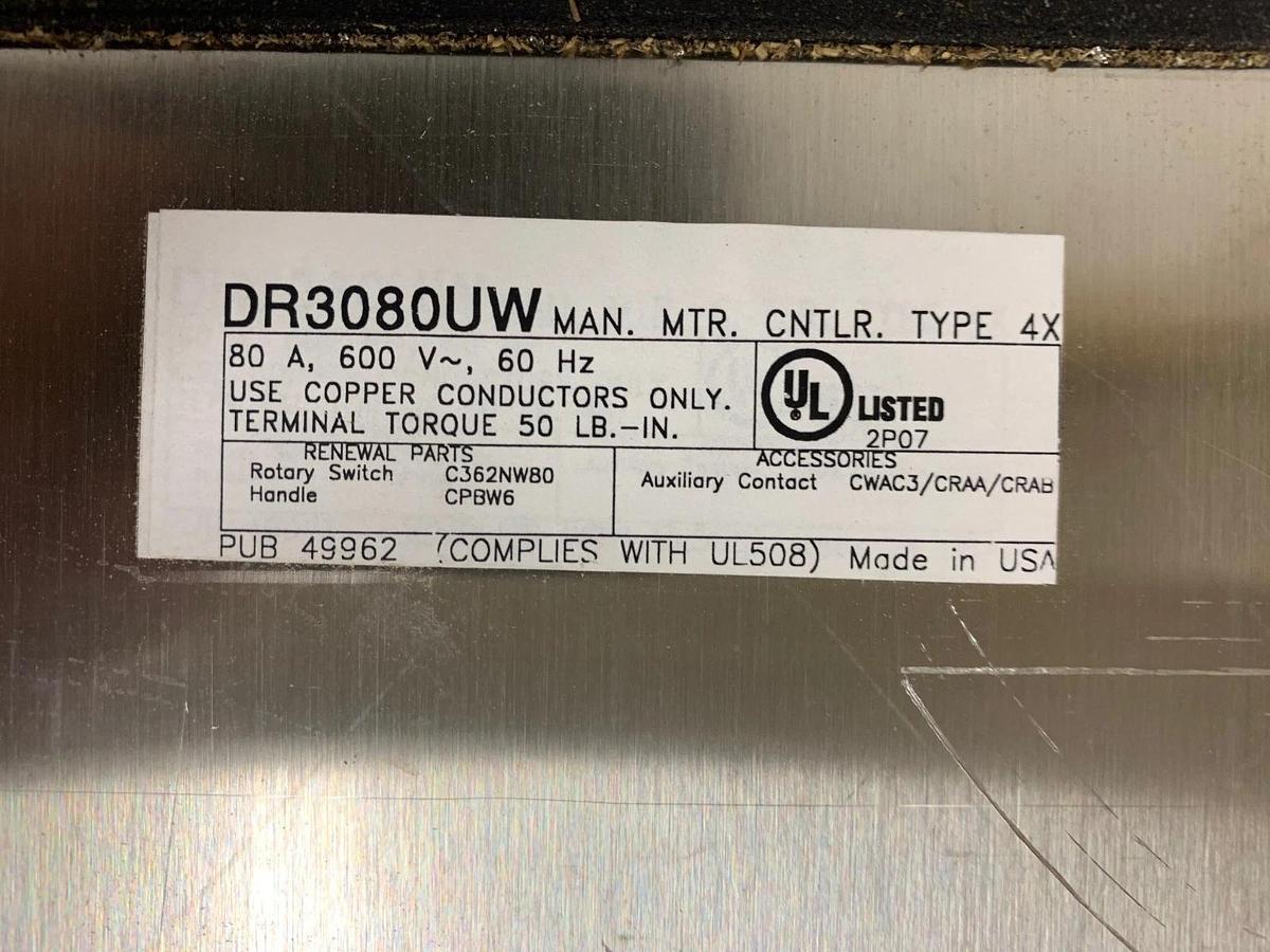 Used Eaton Cutler Hammer DR3080UD Rotary Disconnect Switch 600V 60Hz